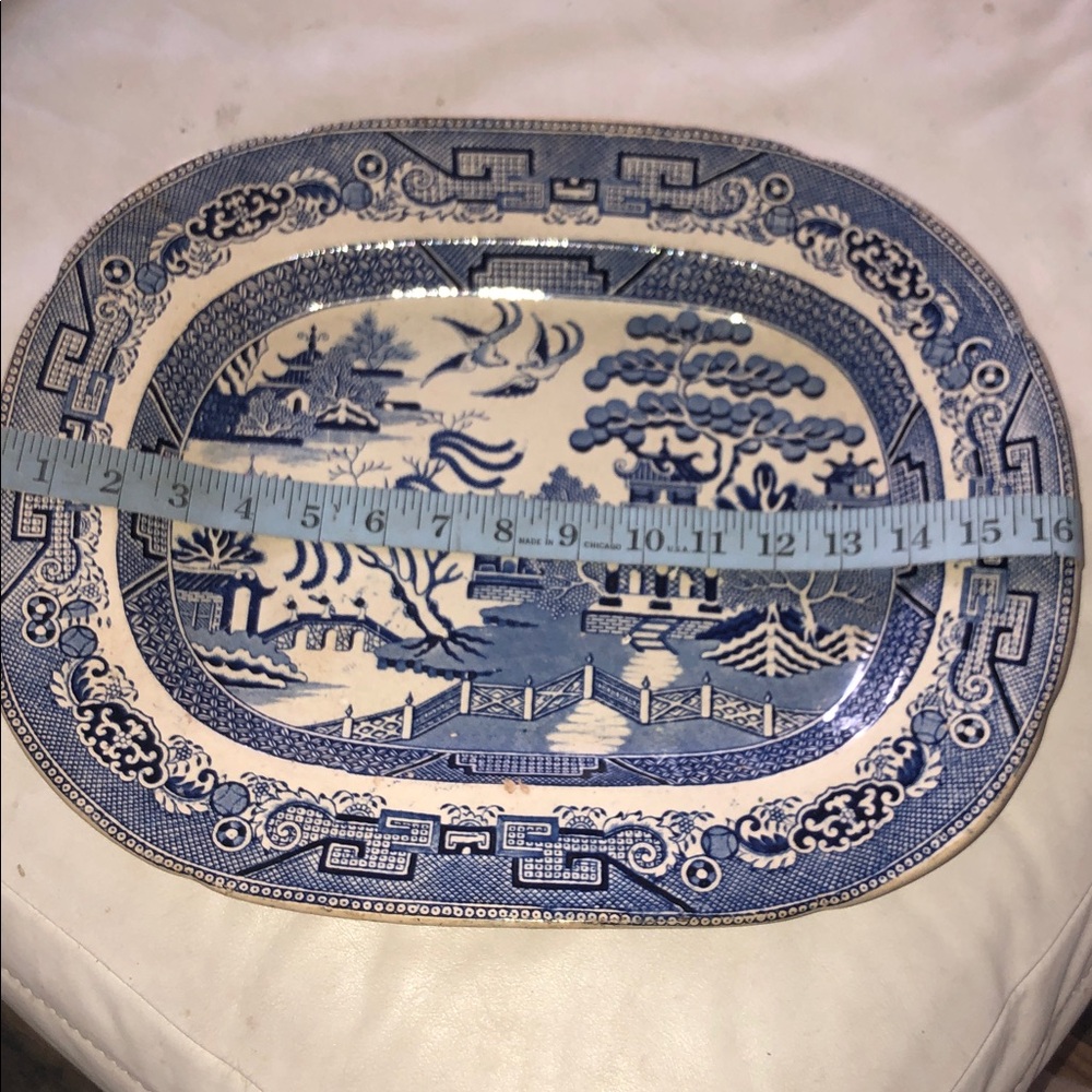 ANTIQUE PRE 1890’s STONEWARE PLATTER 14” - Picture 11 of 17